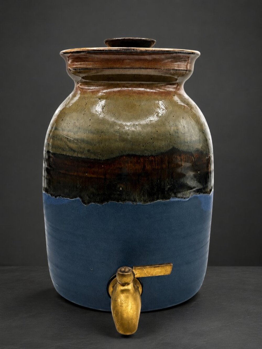 Kirby Drennan Studio Pottery Ceramic Water Crock Dispenser Lidded 16”